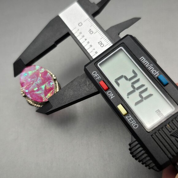 925 Sterling Silver Plt Triplet Opal Ring Size 9.5 Bezel Setting Statement - Picture 10 of 13